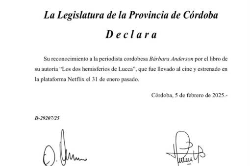 El Gobierno de Córdoba realizó un reconocimiento a Bárbara Anderson